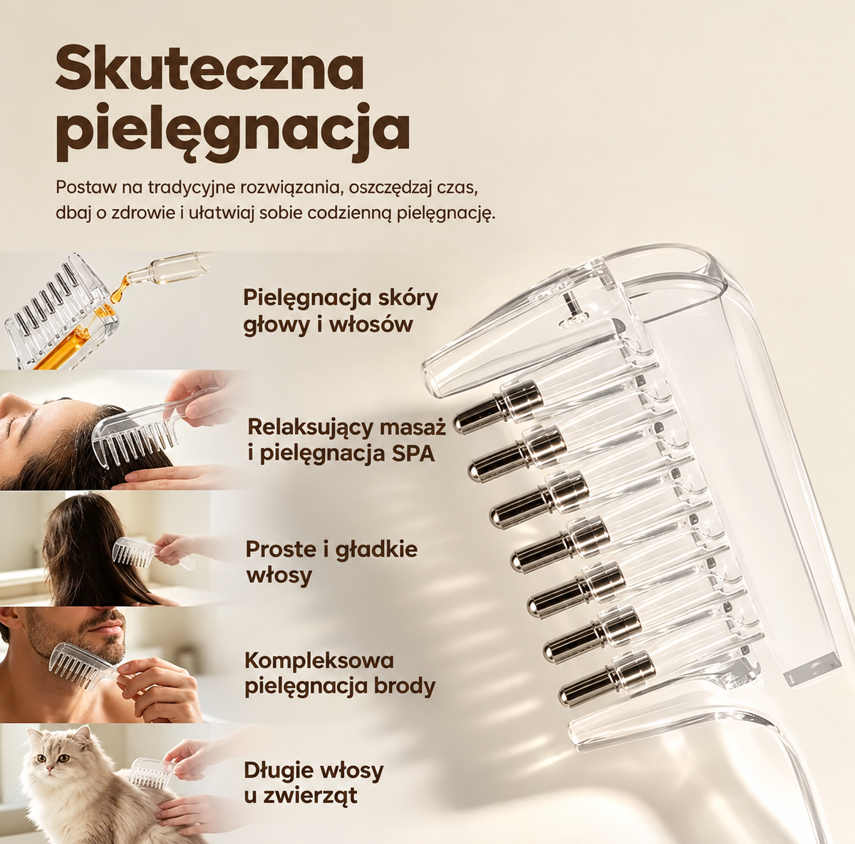 NutriGlow - Grzebień do aplikacji olejku.